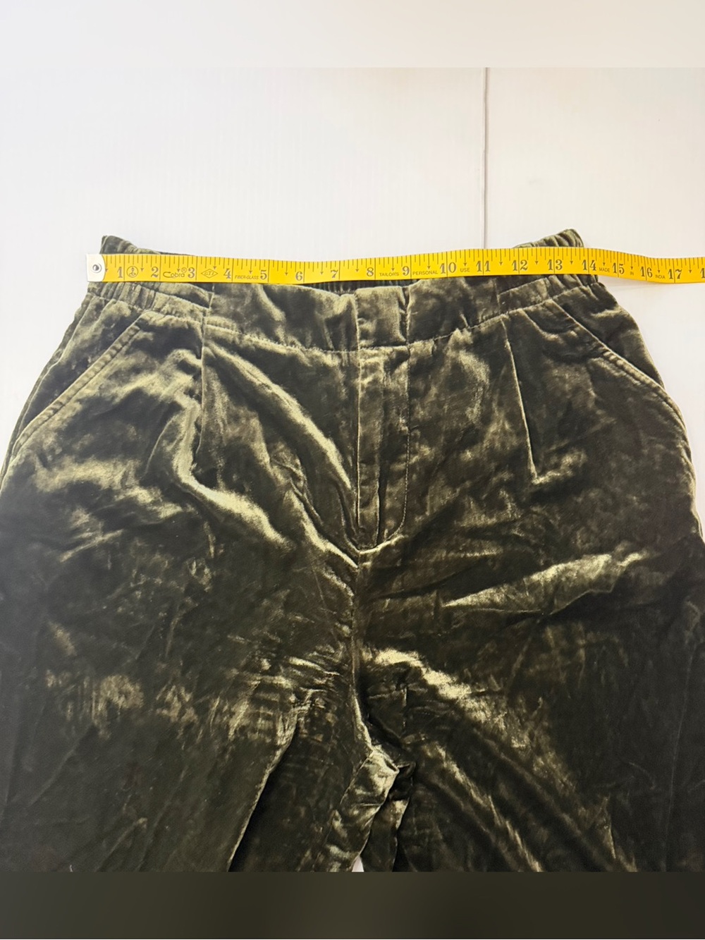 Anthropologie Wide Leg Velvet Velour Pants - Green - Small - Picture 12 of 15